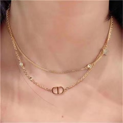 Dây Chuyền Hai Lớp Mặt Hình Ngôi Sao / Chữ Đính Đá Thời Trang