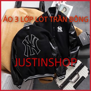 [Có Video Hình Ảnh Thật] Áo Khoác Bomber MLB NY 3 Lớp Lót Trần Bông, Áo Khoác Varsity nam nữ unisex - JUSTINSHOP