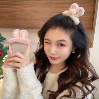Kẹp Tóc Tai Thỏ Màu Cà Phê Hồng Phong Cách Hàn Quốc Mới