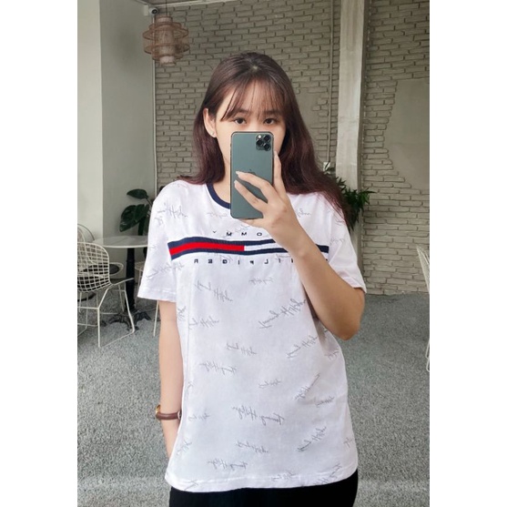 Áo Thun Tommy Cổ Tròn nam nữ 2022 chính hãng Tommy essential Script Logo T-Shirt