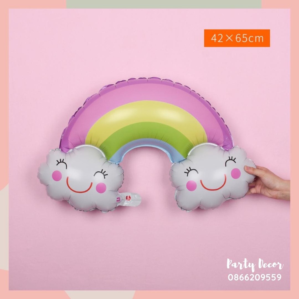 Bóng hình mặt trời, mặt trăng, mây trắng, cầu vồng trang trí sinh nhật, trang trí tiệc party decor
