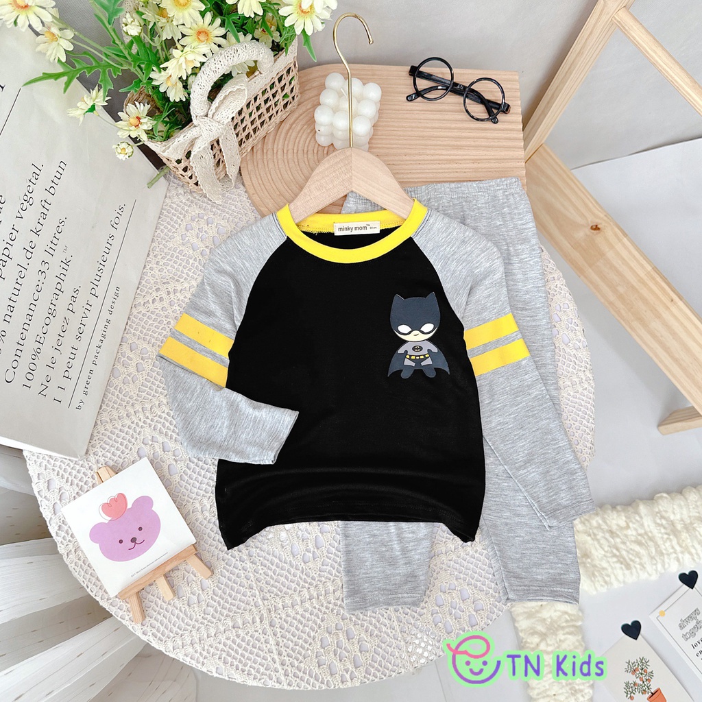 Bộ dài tay siêu nhân SIZE NHÍ VÀ ĐẠI thun lạnh Minky Mom mềm mịn mát cho bé trai từ 7-32kg - HÀNG LOẠI 1