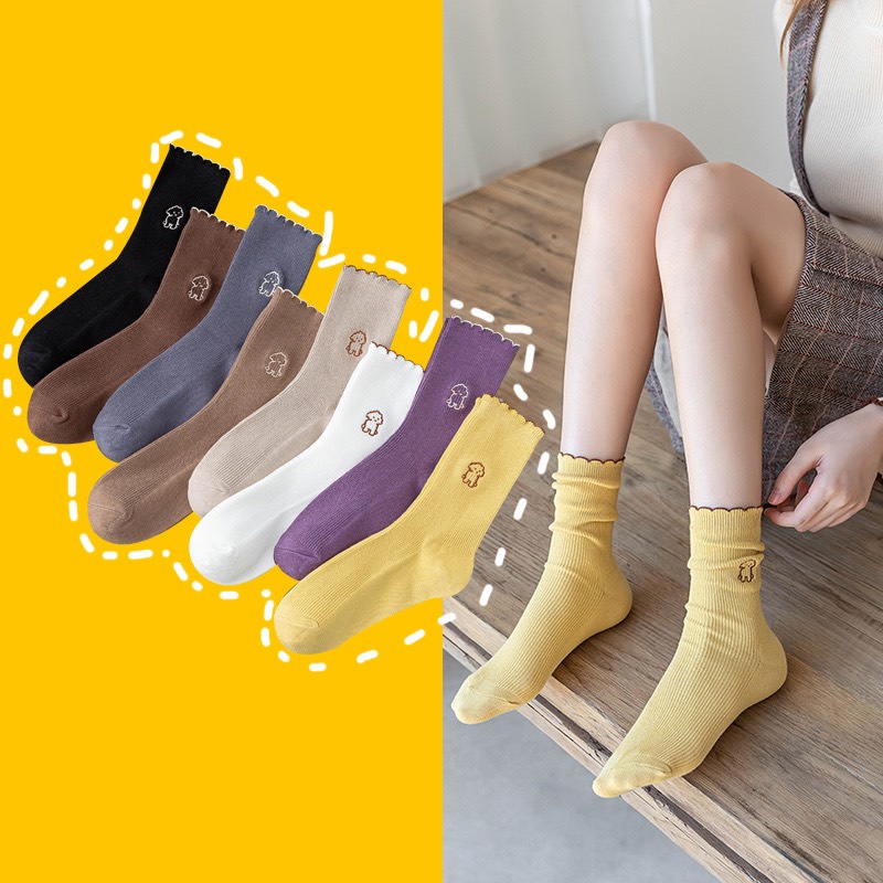 Sét 5 Đôi Tất Cổ Cao Nữ Hình SoCiuuu Cưng Xỉu