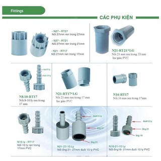 Đầu nối ren trong nhựa PVC nhiều kích cỡ bịch 50 cái ( Phụ kiện tưới tiêu )