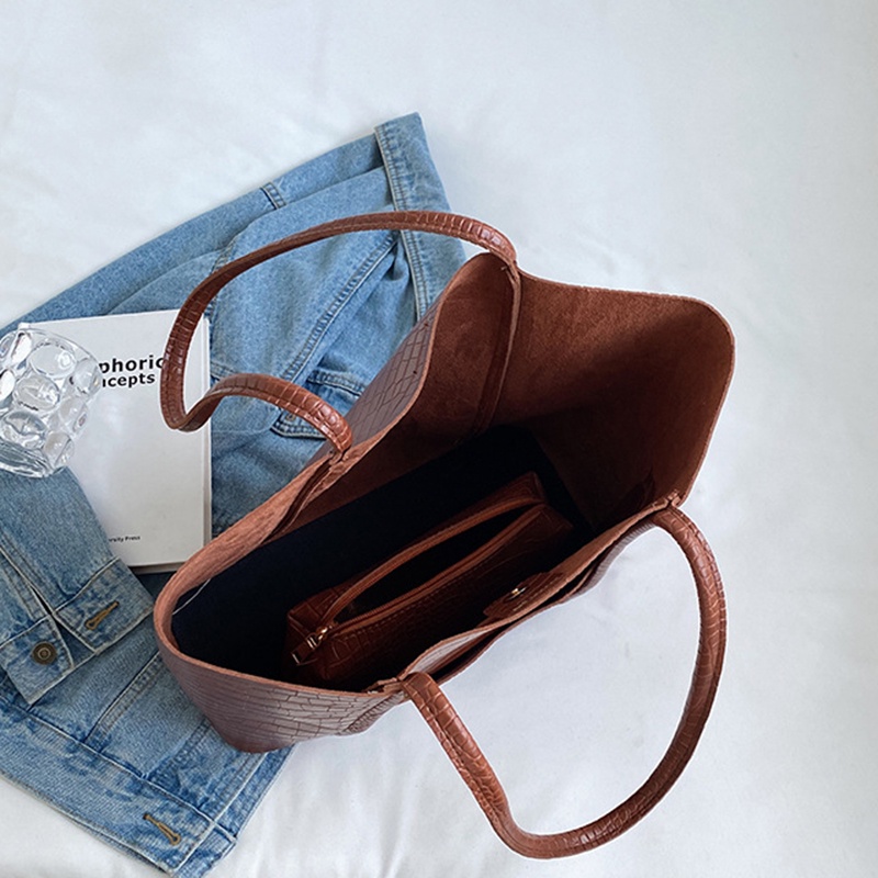 Túi Đeo Vai Sức Chứa Lớn Họa Tiết Vân Đá Đơn Giản Chất Lượng Cao Phong Cách retro Cho Nữ