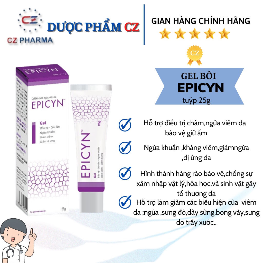 EPICYN - Gel bôi viêm da cơ địa, chàm ngứa, giảm kích ứng, dị ứng, viêm da tiết bã