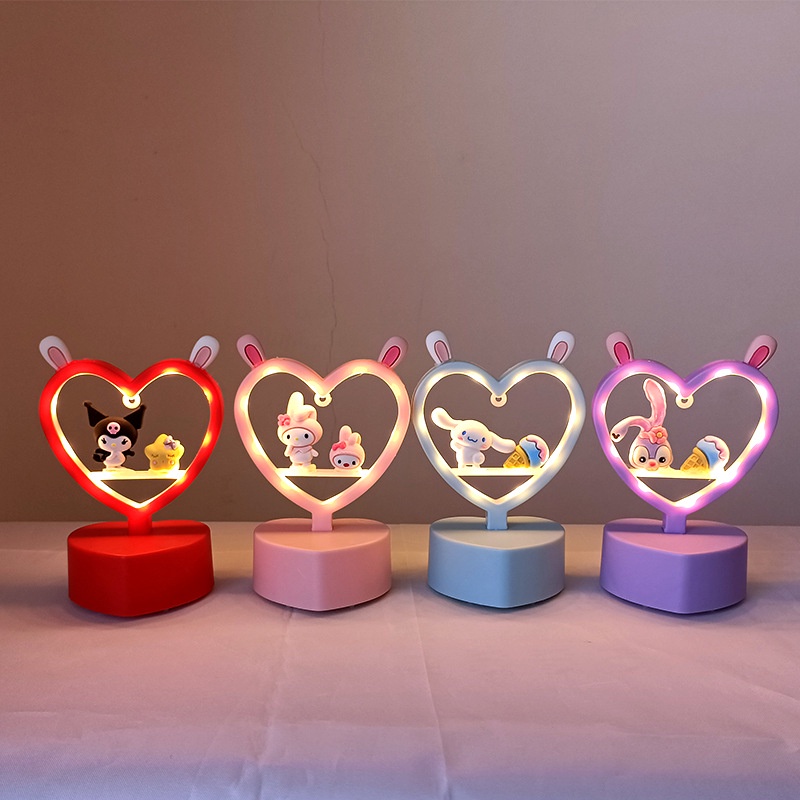 Sanrio Đồ Chơi Đèn Ngủ Để Bàn Mymelody Led Nghệ Thuật Hình Thỏ Cinnamoroll Tình Yêu Lãng Mạn Diy