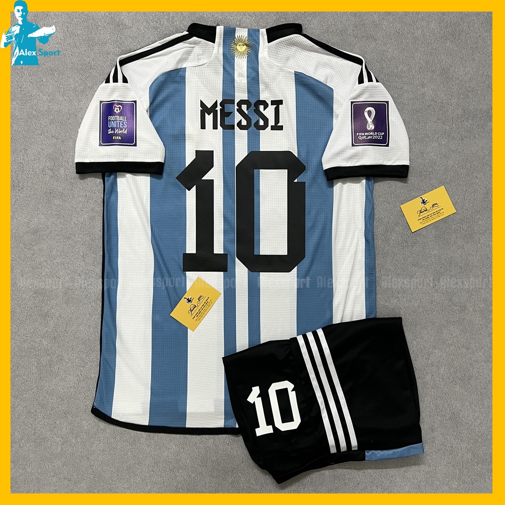 Bộ Quần Áo Đá Bóng Đội Tuyển Argentina Home 3 sao in full M10