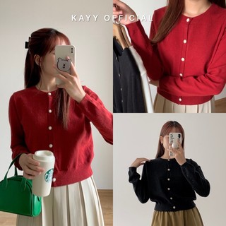 Kayy. áo khoác len mỏng khuy ngọc - ckn