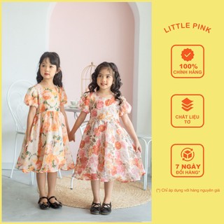 Roxana dress - váy tơ hoa thắt nơ eo bé gái