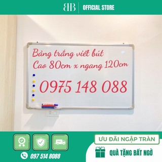 Bảng từ trắng viết bút chống lóa, KT:0.8x1.2m [ Bảo Hành 24 tháng] tặng 1 bút, 1 bông lau và 6 viên nam châm