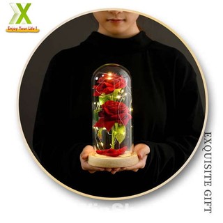 Đèn led Lọ hoa hồng sáp vĩnh cửu có đèn quà tặng người yêu thương