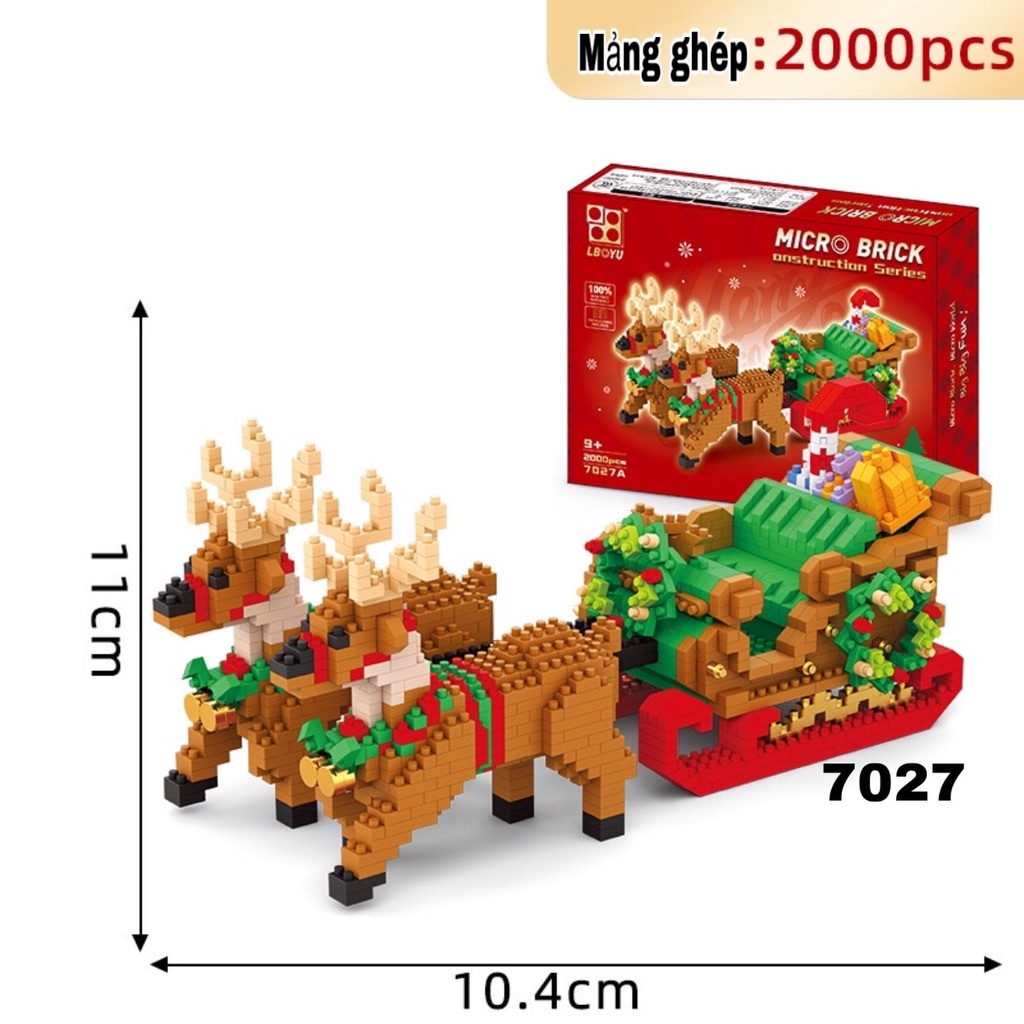 Bộ Đồ Chơi mô hình lắp ráp lego hình Ông già Noel, Cây Thông, Xe Trượt Tuyết, Sáng Tạo Quà tặng Dành Cho Nam Và Nữ
