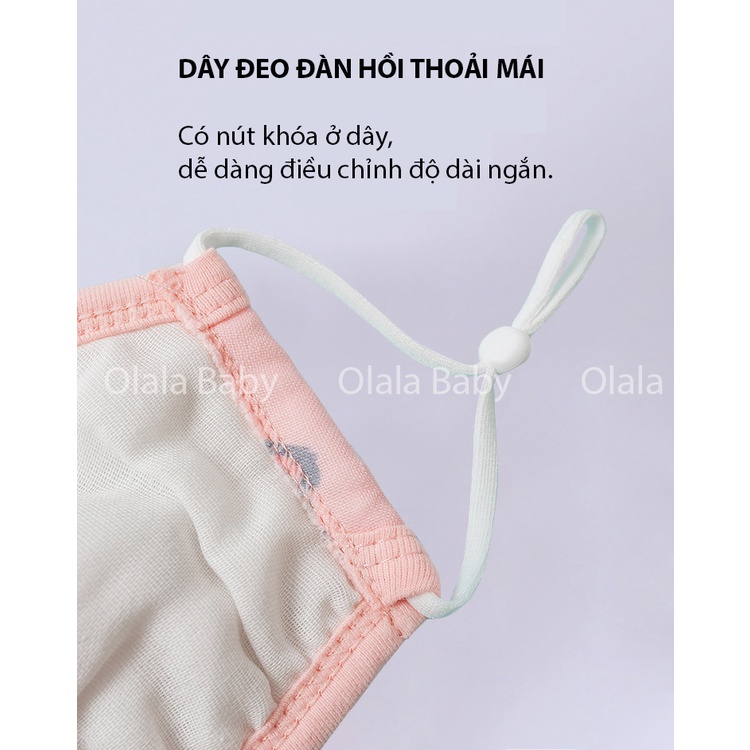 [100% Cotton] Khẩu trang 3D cho bé 4 lớp chống bụi - Có nút chỉnh quai đeo [Olala Baby]