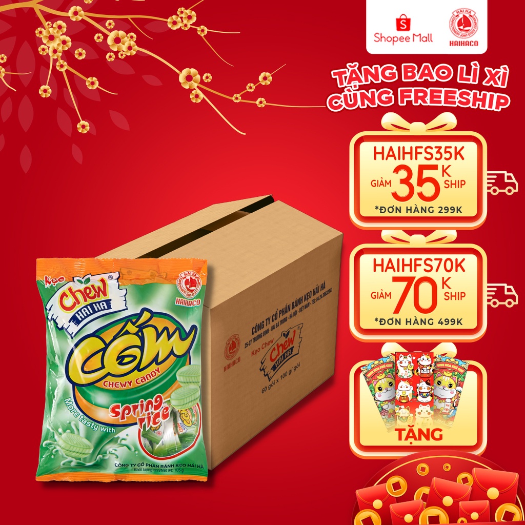 [THÙNG GIÁ SỈ] Kẹo Chew Cốm Hải Hà Túi 100g - 60 Túi/Thùng