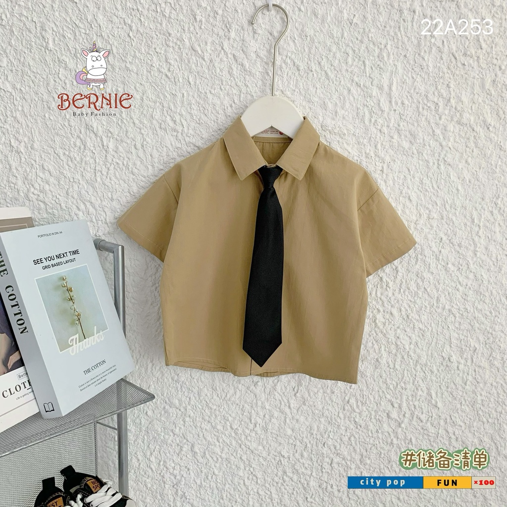 Áo sơ mi cộc tay kèm cà vạt Bernie cho bé trai