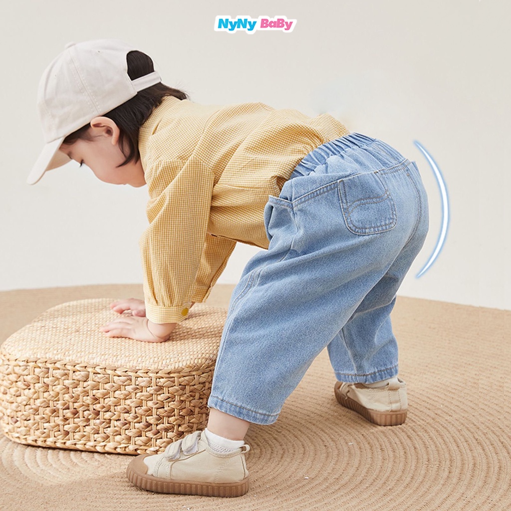 Quần jean cho bé trai bé gái form baggy vải jean mềm nyny baby phong cách - ảnh sản phẩm 7