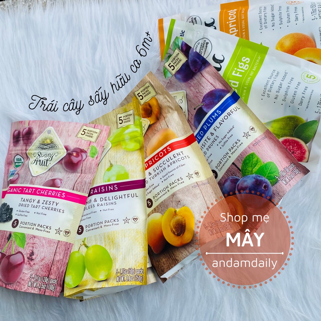 Trái cây sấy hữu cơ đã tách hạt Sunny Fruit cho bé 6m ăn dặm - Mẹ Mây - Ăn Dăm Daily