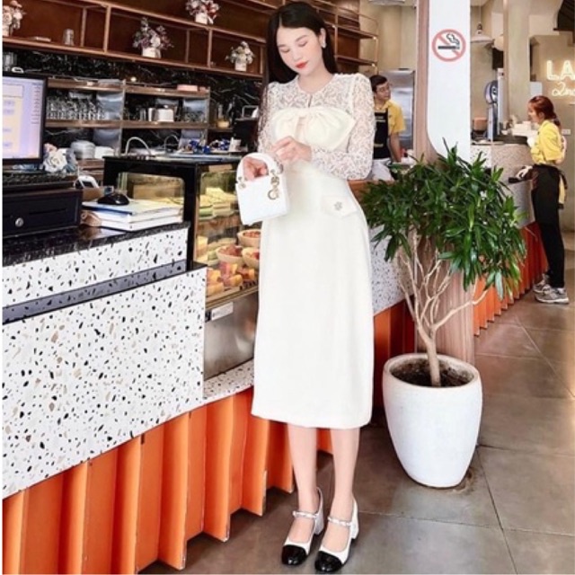 Váy nữ phối tay ren cao cấp, đầm dự tiệc giá sỉ