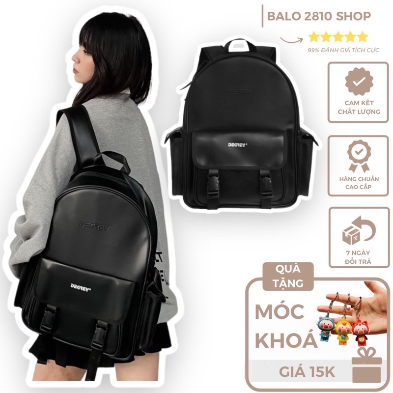 Balo Degrey Premium Leather Backpack Chất Da Simili Cao Cấp 2810 Shop Balo Da Màu Đen Đi Chơi Unisex
