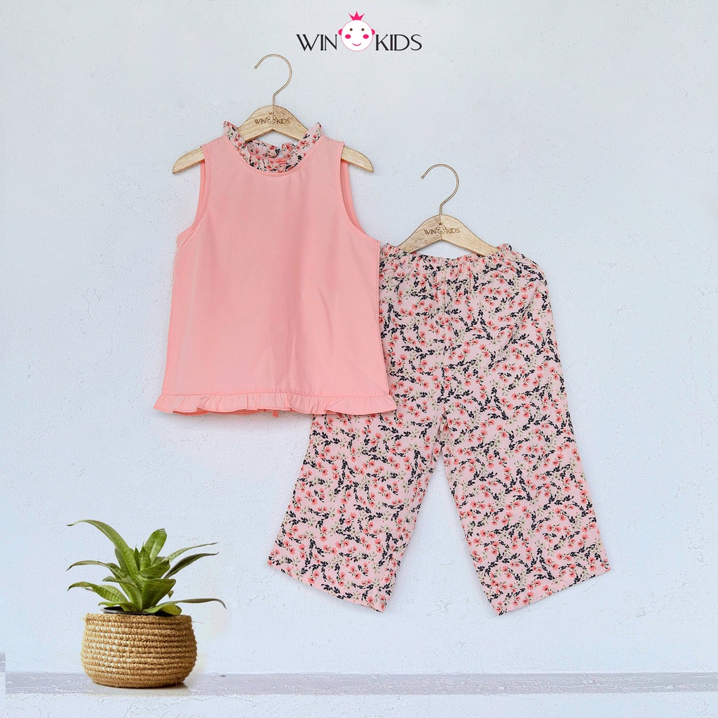 Đồ bộ hoa bé gái quần dài áo sát nách mùa hè Winkids chuyên thời trang trẻ em 3 tuổi đến 10 tuổi