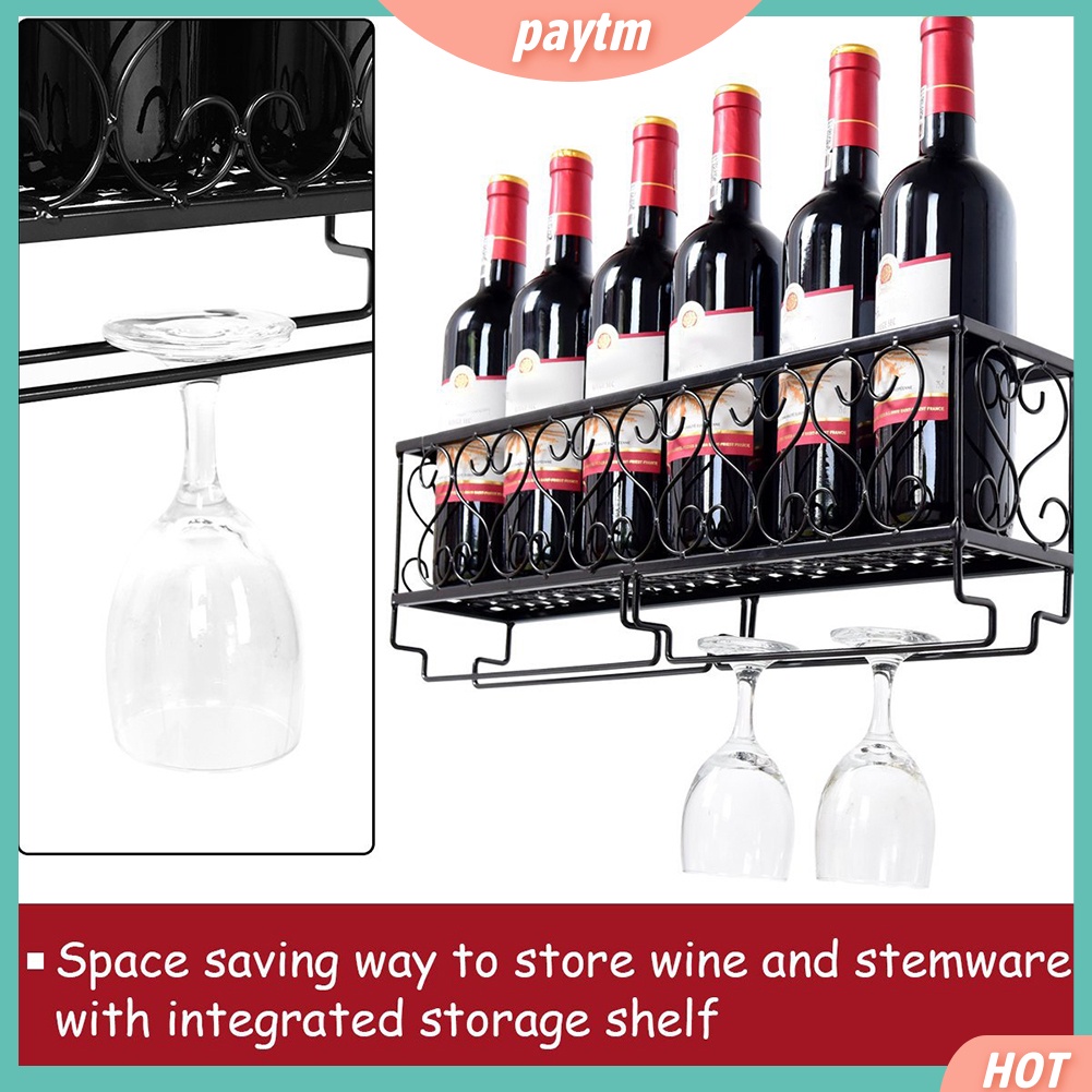 {PTM} Giá Sắt Treo Tường Đựng Chai Rượu Vang Tiện Dụng Cho Nhà Bếp