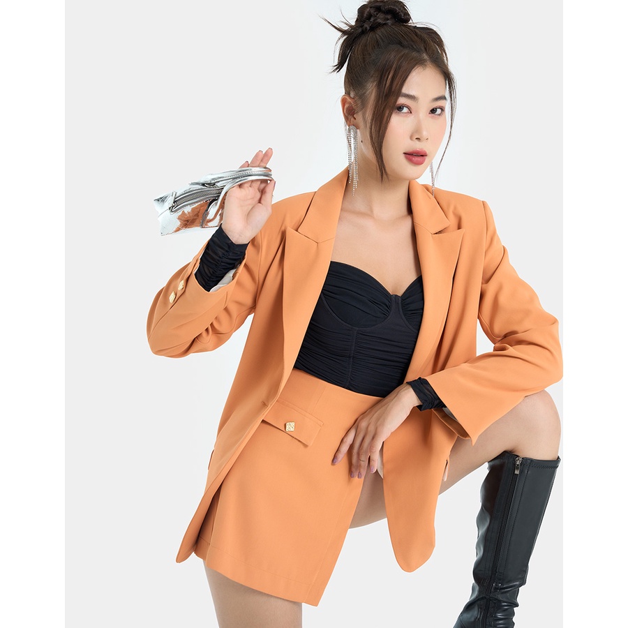 Áo Khoác Nữ Thời Trang JUNO Blazer Dáng Suông Dài JNKHC011