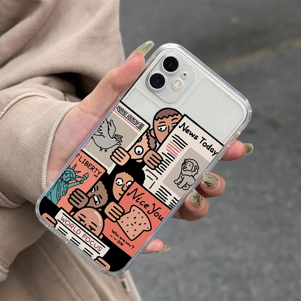 Ốp Điện Thoại Trong Suốt In Hình Hoạt Hình Dễ Thương Cho iphone 14 pro Max 11 13 12 7Plus X XS Max