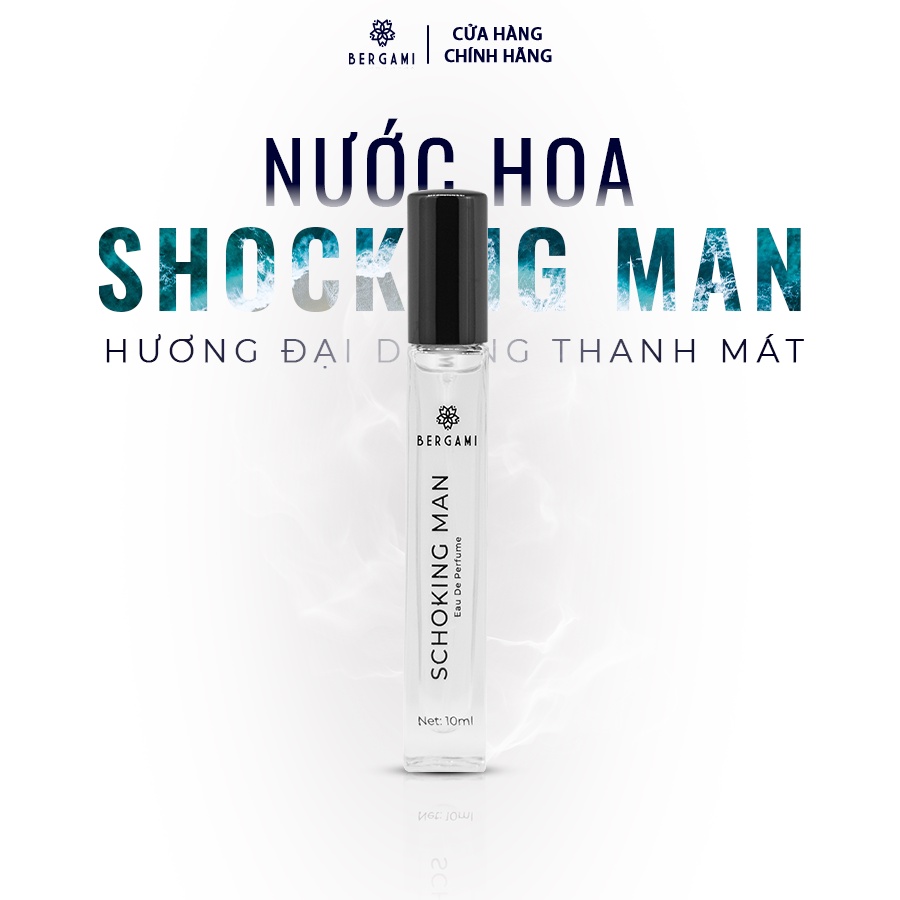 Set Nước Hoa Nam Thơm Lâu Bergami, Nước Hoa Chính Hãng Mùi Hương Hiện Đại Lịch Lãm, Lưu Hương 6H 10ml/chai