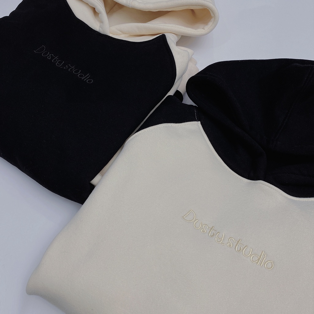 Áo Hoodie Oversize Dusty Studio Mix, Hoodie nam nữ form rộng thêu logo