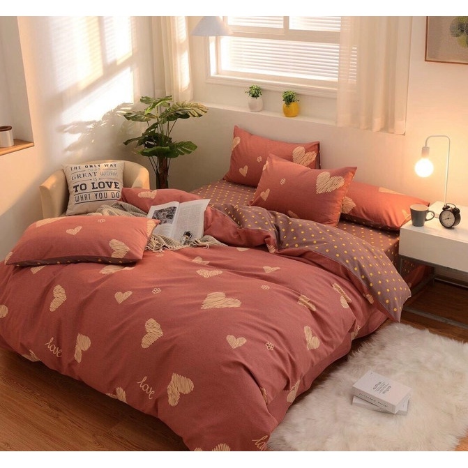 BỘ 3 MÓN Ga Gối Chất Liệu Cotton Polly Không Xù Lông, Bay Màu