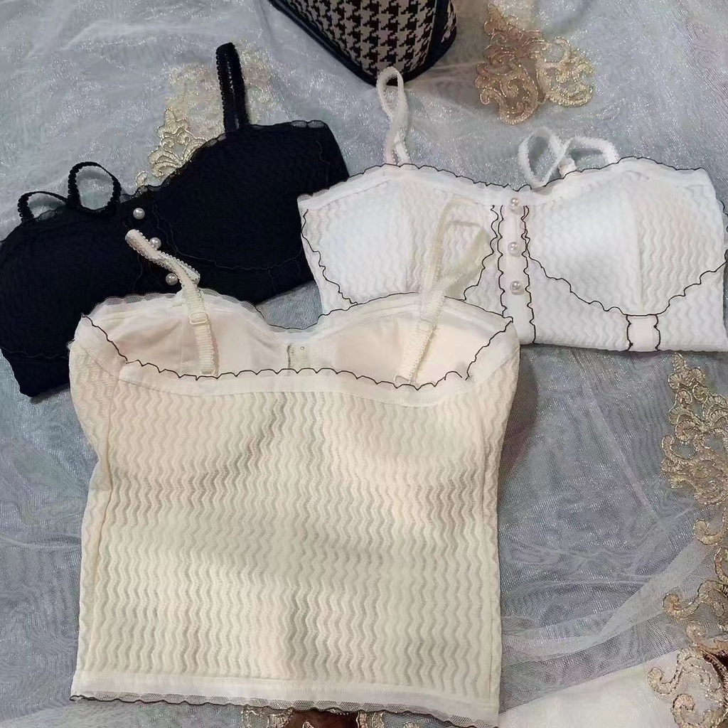 Áo Croptop Viền Bèo Xinh Xắn Phối Ren Co Dãn Thoáng Mát DAN L&amp;U 551