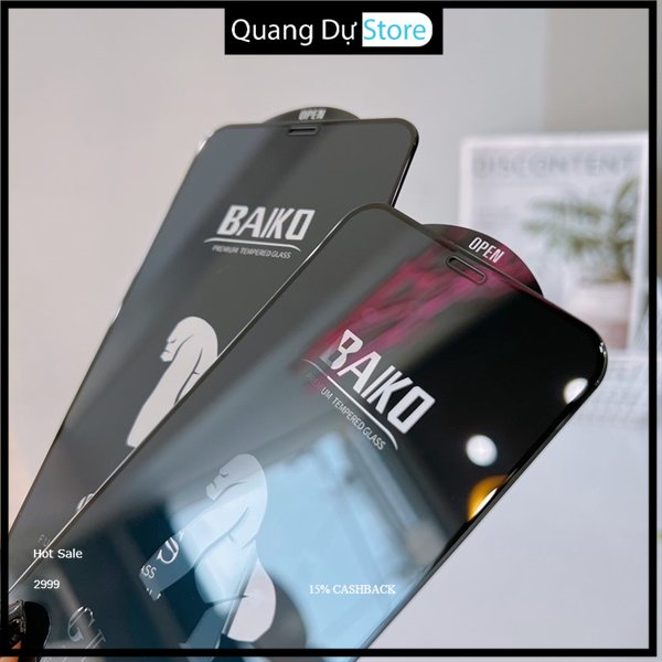 Cường lực Baiko chống nhìn trộm full màn dành cho iphone 7Plus/8Plus/X/Xr/Xsmax/11/11Promax/12/12Promax/13/13Promax/14