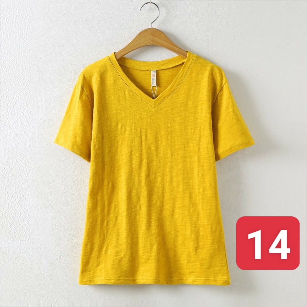 Áo thun xược cotton nữ cổ tim tay ngắn,thun giấy cổ tim nữ cổ V nữ NEON , phong cách Basic Hàn Quốc | BigBuy360 - bigbuy360.vn