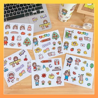 Hình dán, sticker hình bé gái siêu dễ thương