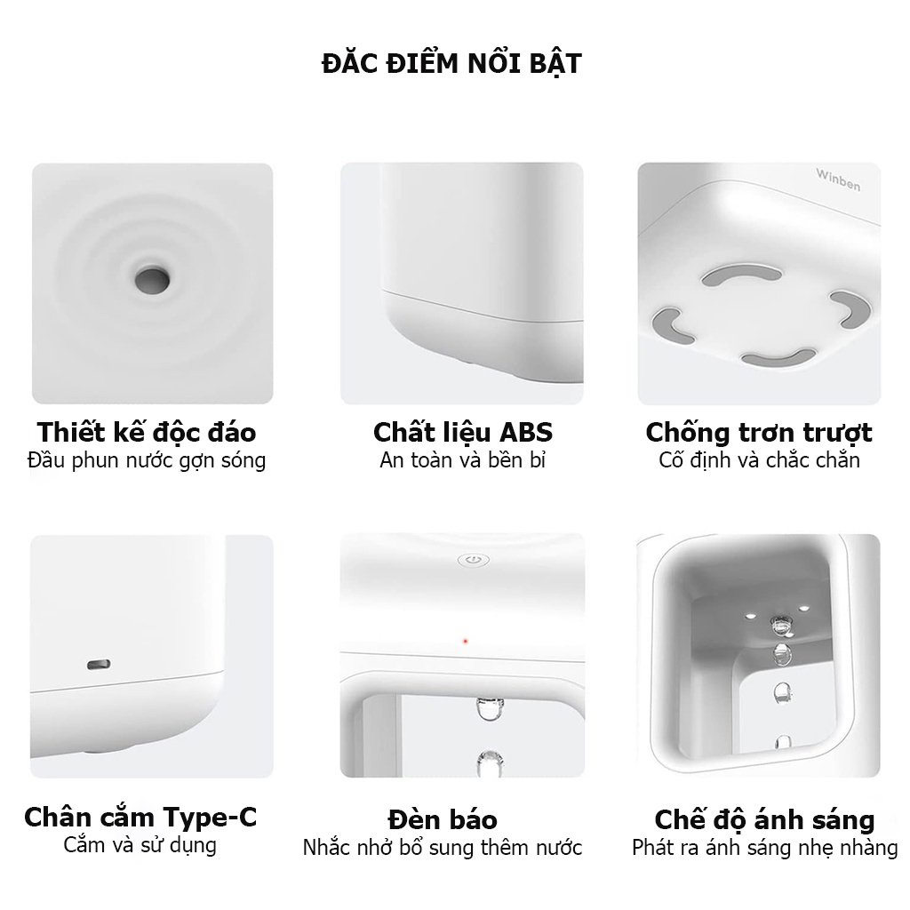 Máy phun sương không trọng lực Xiaomi Winben máy tạo ẩm mini tích hợp đèn