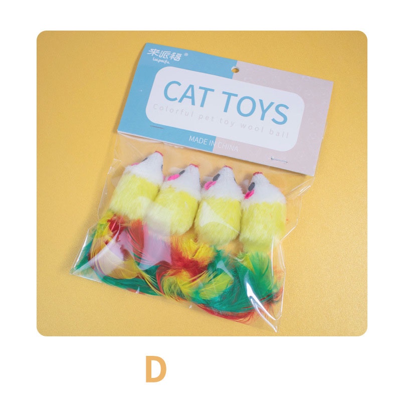 Set 4 Quả Bóng Lông Đồ Chơi Nhiều Màu Sắc Cho Mèo Cưng