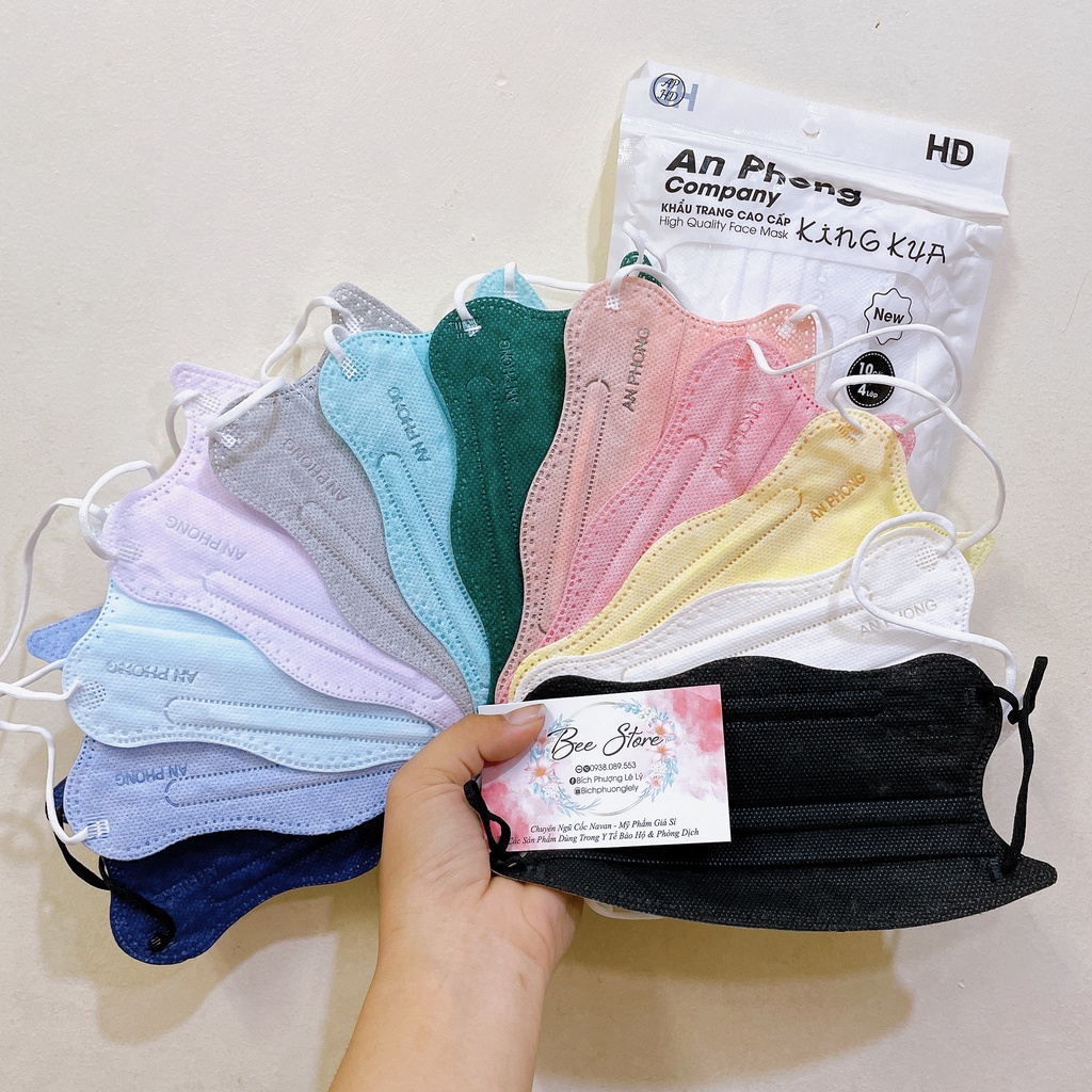 Túi 10cái Khẩu Trang Mix Màu KingCarb CUA mẫu mới Siêu Dày Form Ôm Sát Mặt