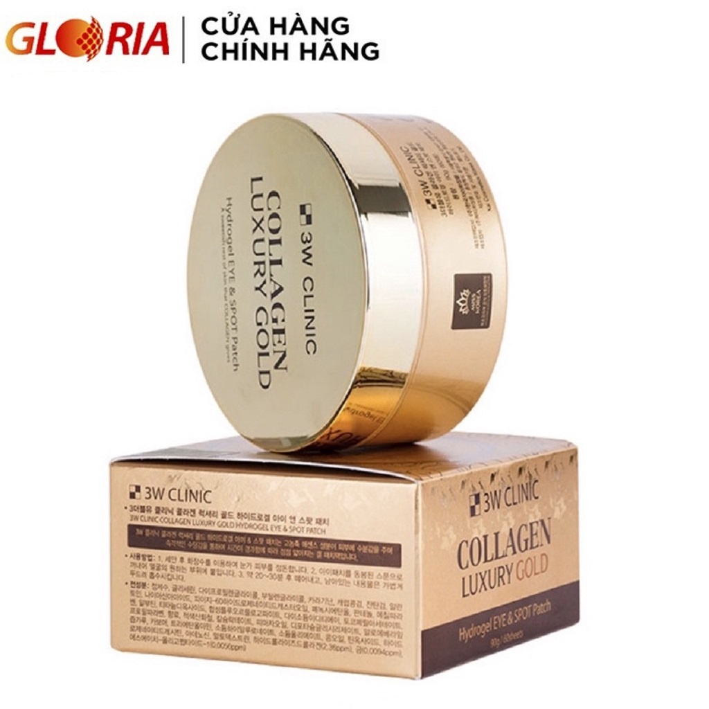 Mặt Nạ Mắt Tinh Chất Vàng giảm thâm 3W Clinic Collagen Luxury Gold Hydrogel Eye &amp; Spot Patch 90g
