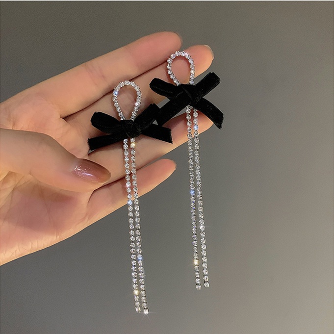 Đôi Khuyên Tai Dài Đính Nơ Thời Trang Cho Nữ