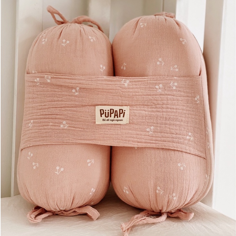 Gối chặn hạt muồng muslin cao cấp chất liệu vải sợi tre cho bé sơ sinh chống giật mình - Pupapi