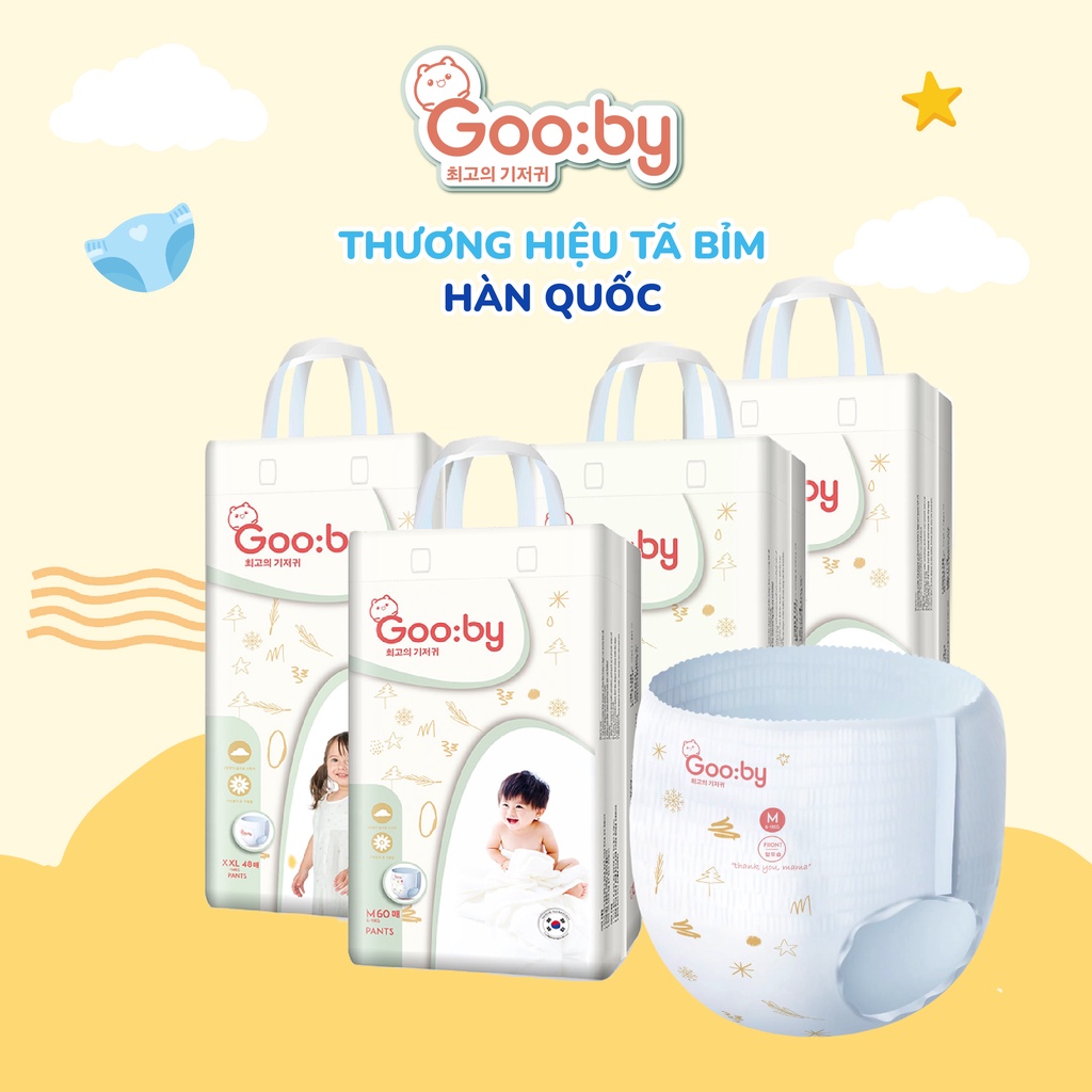 Tã/bỉm quần Gooby mềm mại, an toàn, siêu thấm hút size M/L/XL/XXL cho bé từ 9kg - 20kg