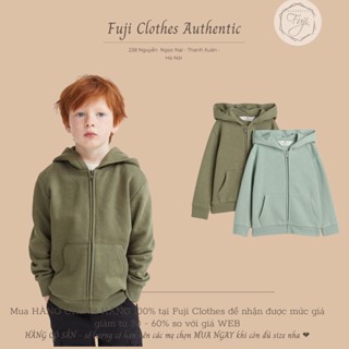 Áo khoác nỉ bé trai chính hãng HM  áo khoác lót bông 2 màu xanh mint/xanh rêu ấm áp