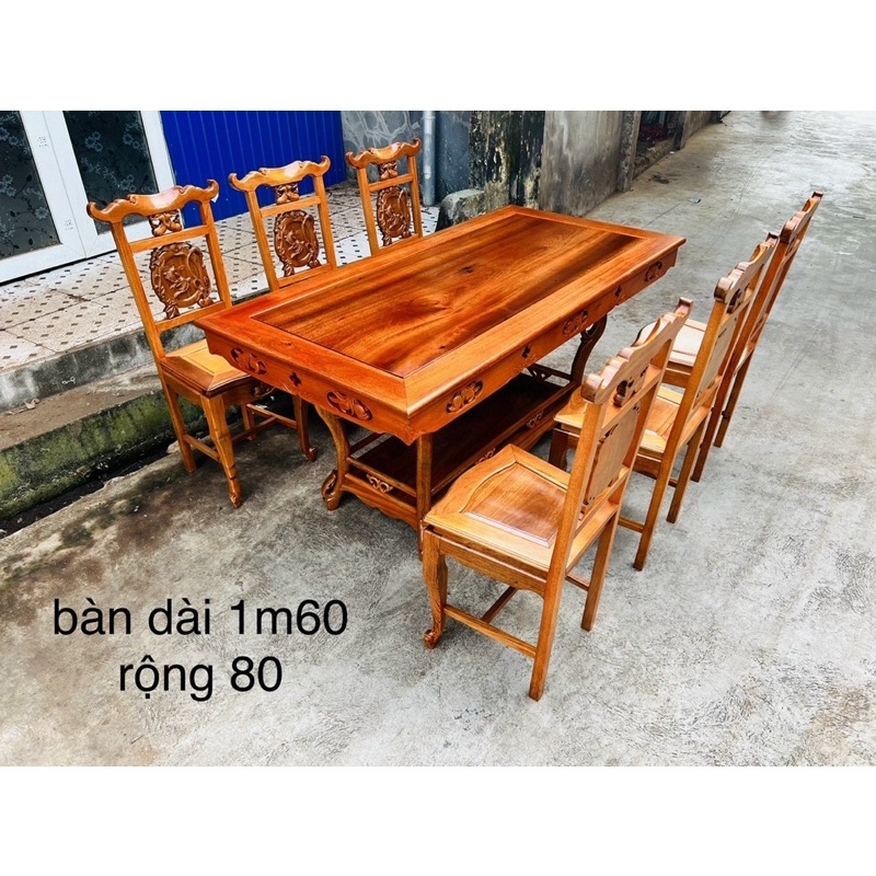 Bộ Bàn Ghế Ăn Gỗ Gụ 6 ghế 1 bàn