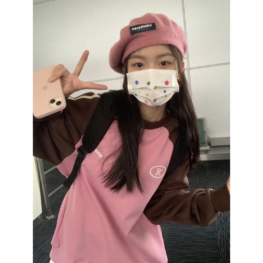Áo Sweater Dáng Rộng Thêu Họa Tiết Màu Sắc Cổ Điển Thời Trang Cho Cặp Đôi