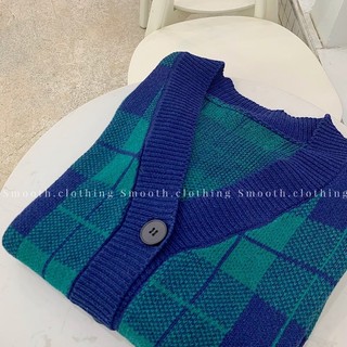 Áo cardigan dày kẻ caro