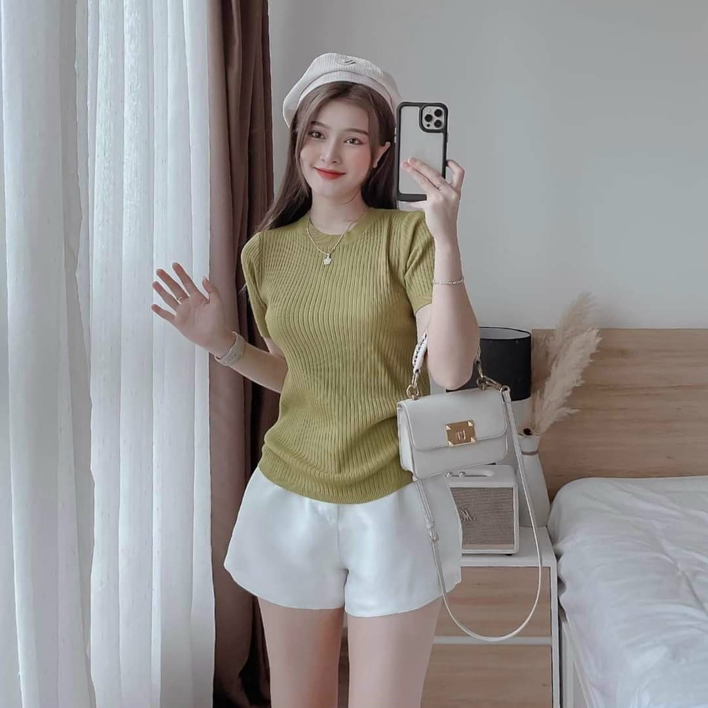 (Sale FreeShip) Sét bộ đùi áo thun gân tay ngắn kèm quần tapta,bộ kiểu đi chơi mặc nhà đều xinh