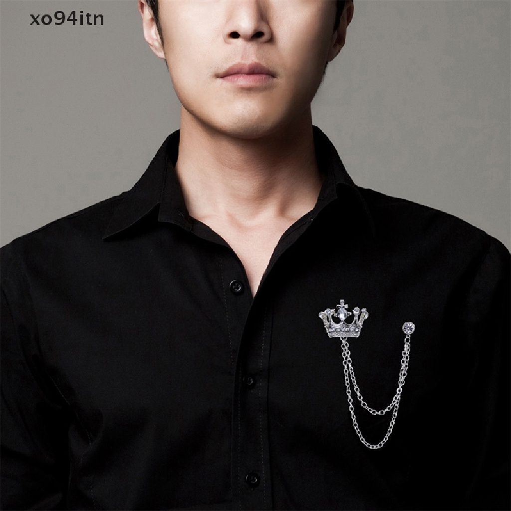 Trâm Cài Áo Hình Vương Miện Phối Dây Xích Tua Rua Phong Cách Anh Quốc Cổ Điển Thời Trang Sang Trọng