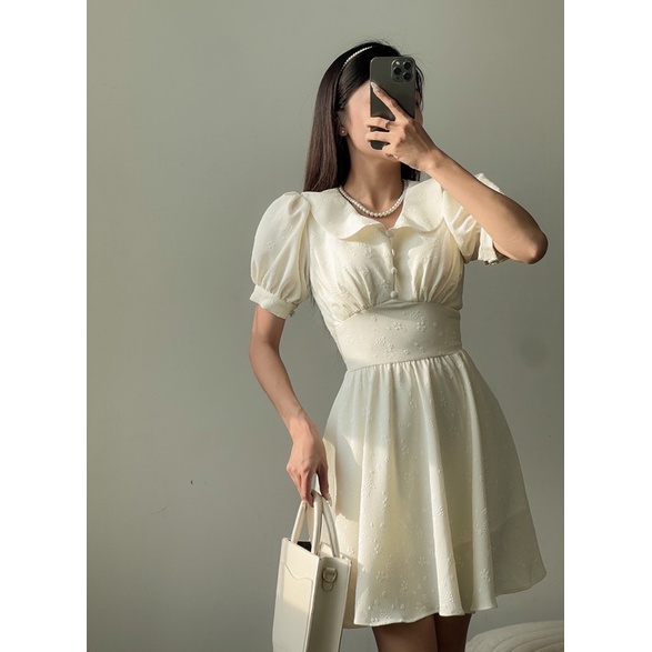 Mell08 dress - Váy ngắn dáng xoè cổ sen dễ thương Onmellem