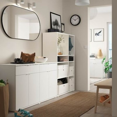 SOSIA, COMBO kệ để đồ 4 tầng kèm tủ 2 gian STO_077, 235x37x140cm, kệ gỗ tủ gỗ Scandi Home